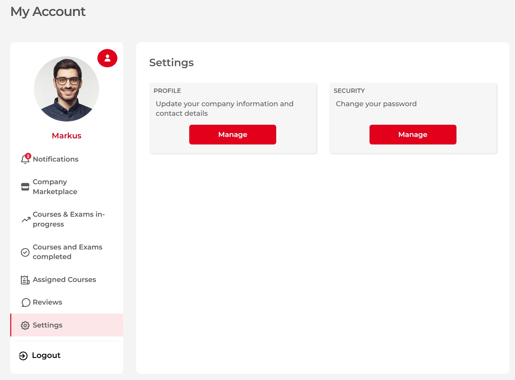 My account settings window in Skilleap